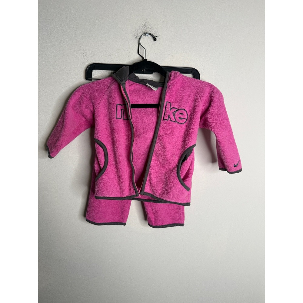 Nike Toddler Girls Pink Fleece Zip Up Hoodie Pants Set‎ 18-24 Months